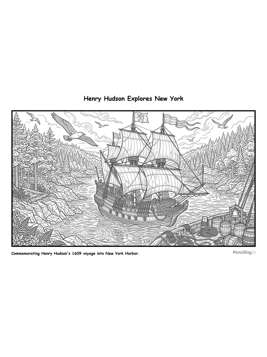 Henry Hudson Explores the Hudson River (Half Moon Voyage, 1609)