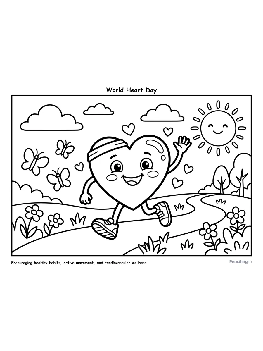 Ages 2–4: World Heart Day (Cheerful Jogging Heart)