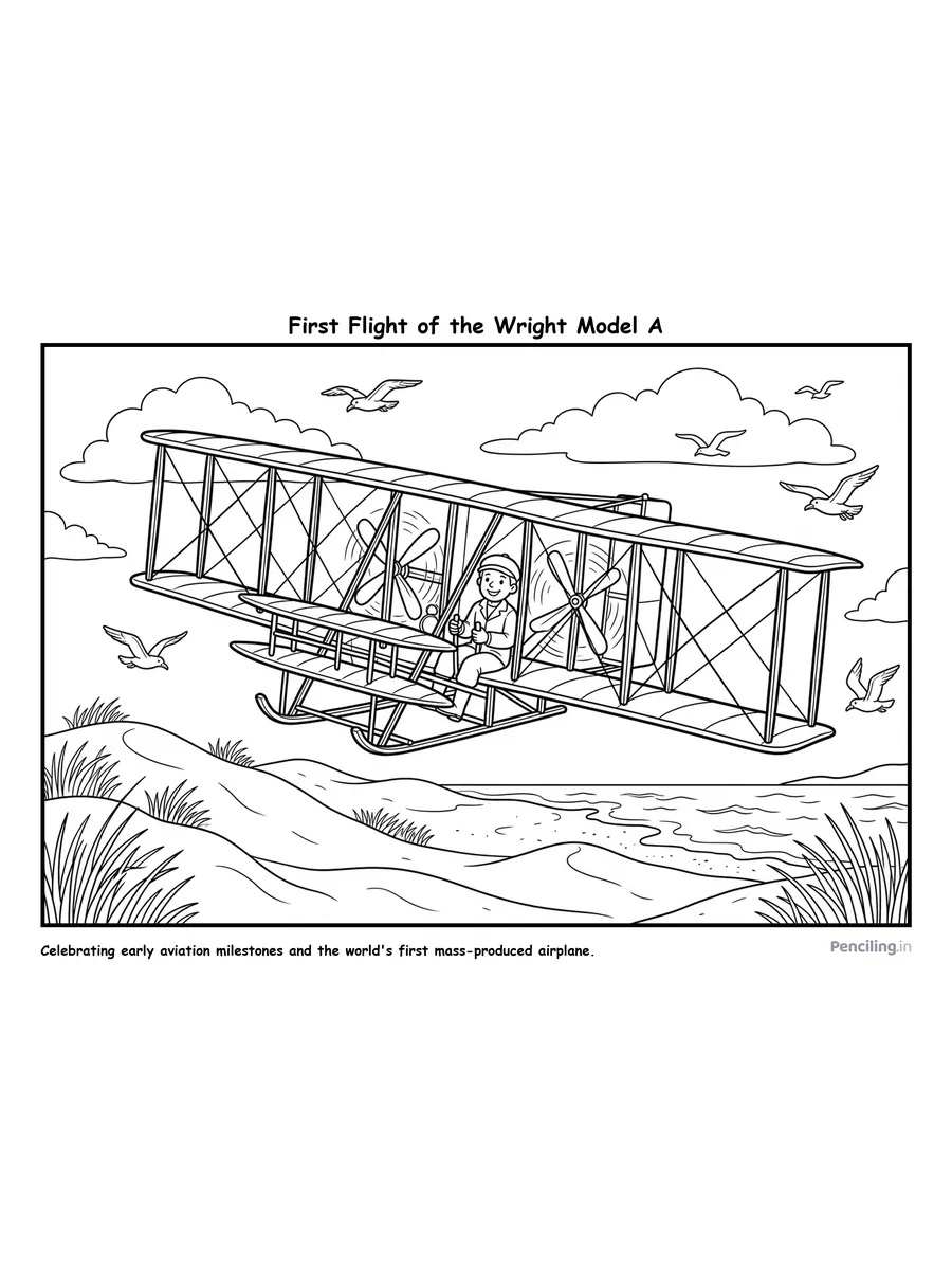Ages 5–6: First Flight of the Wright Model A (1908)
