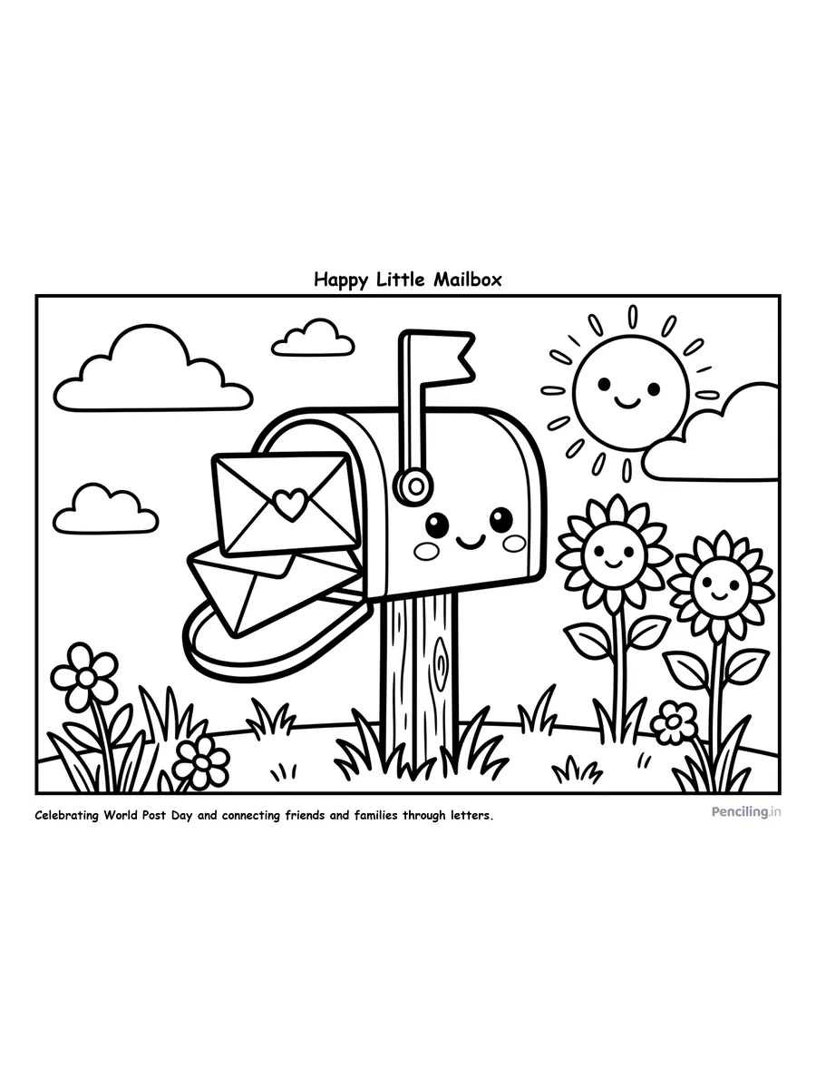 Ages 2–4: World Post Day: Cheerful Neighborhood Mailbox (1874)