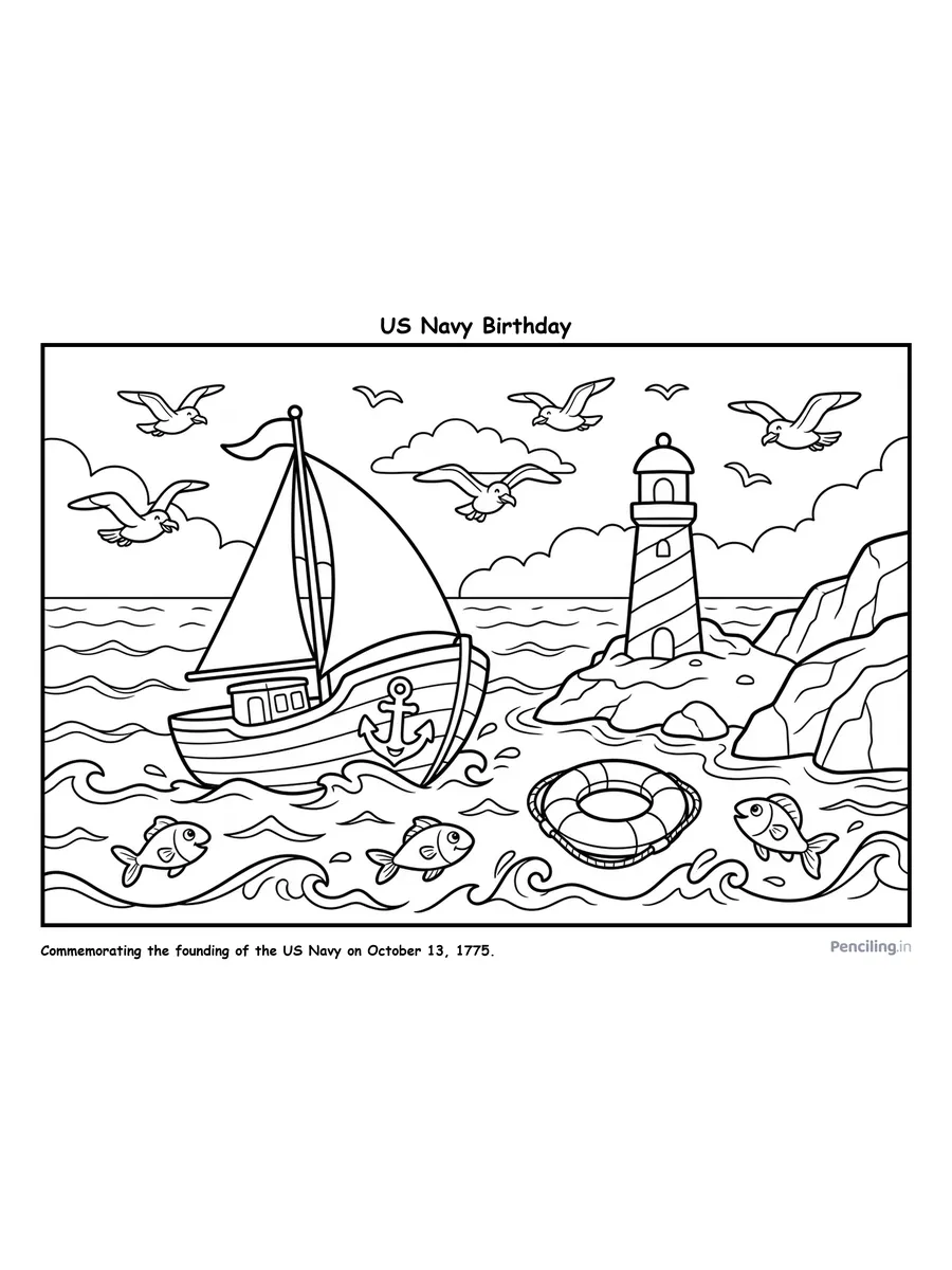Ages 5–6: US Navy Birthday: Historic Frigates & Ocean Sails (1775)