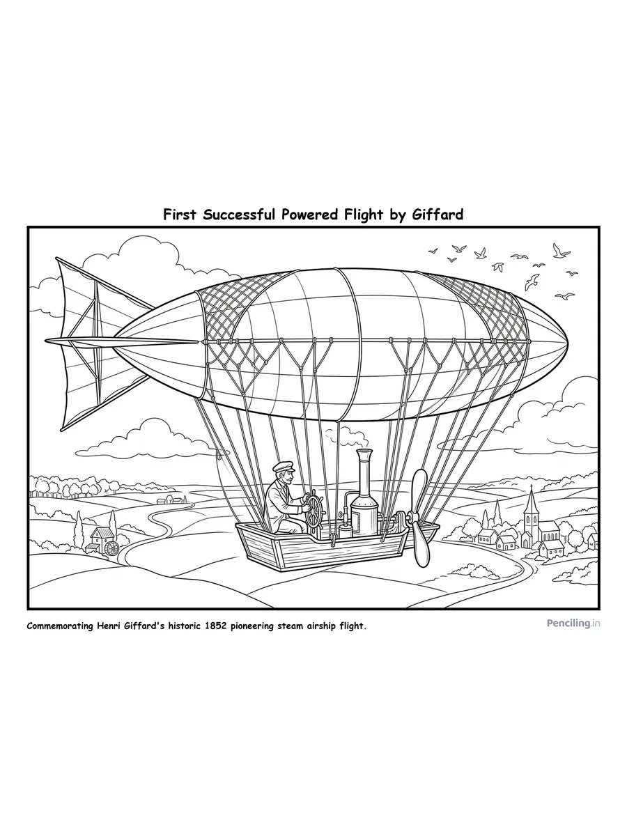 Henri Giffard's Steam Airship: First Powered Flight