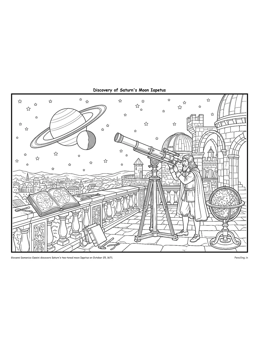 Cassini Discovers Saturn's Two-Toned Moon Iapetus (1671)