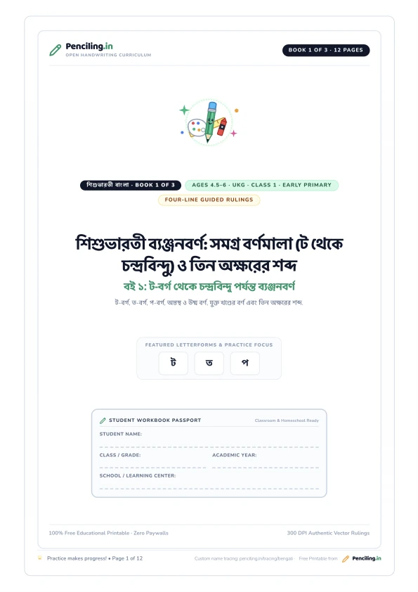 শিশুভারতী ব্যঞ্জনবর্ণ: সমগ্র বর্ণমালা (ট থেকে চন্দ্রবিন্দু) ও তিন অক্ষরের শব্দ Cover