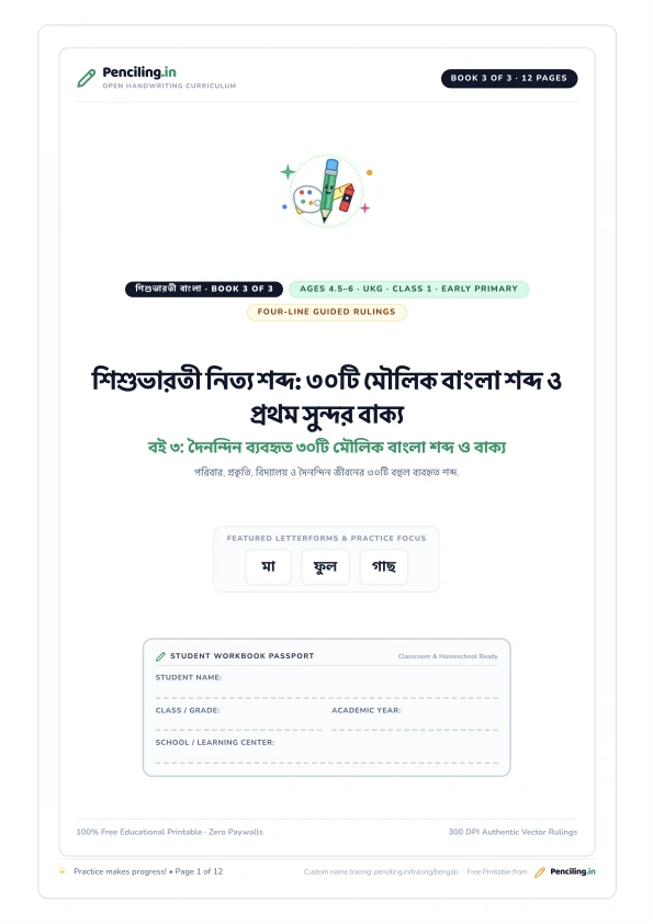 শিশুভারতী নিত্য শব্দ: ৩০টি মৌলিক বাংলা শব্দ ও প্রথম সুন্দর বাক্য Cover