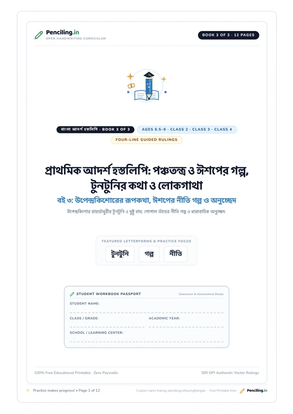 প্রাথমিক আদর্শ হস্তলিপি: পঞ্চতন্ত্র ও ঈশপের গল্প, টুনটুনির কথা ও লোকগাথা Cover