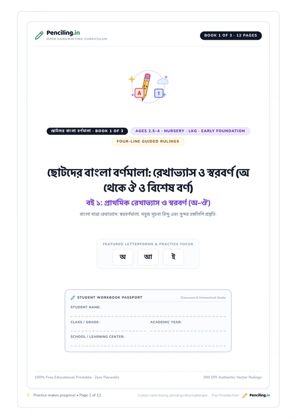 ছোটদের বাংলা বর্ণমালা: রেখাভ্যাস ও স্বরবর্ণ (অ থেকে ঔ ও বিশেষ বর্ণ) Cover