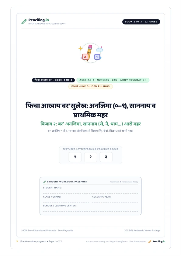 फिचा आखाय बर' सुलेख: अनजिमा (०–९), साननाय व प्राथमिक महर Cover Mockup