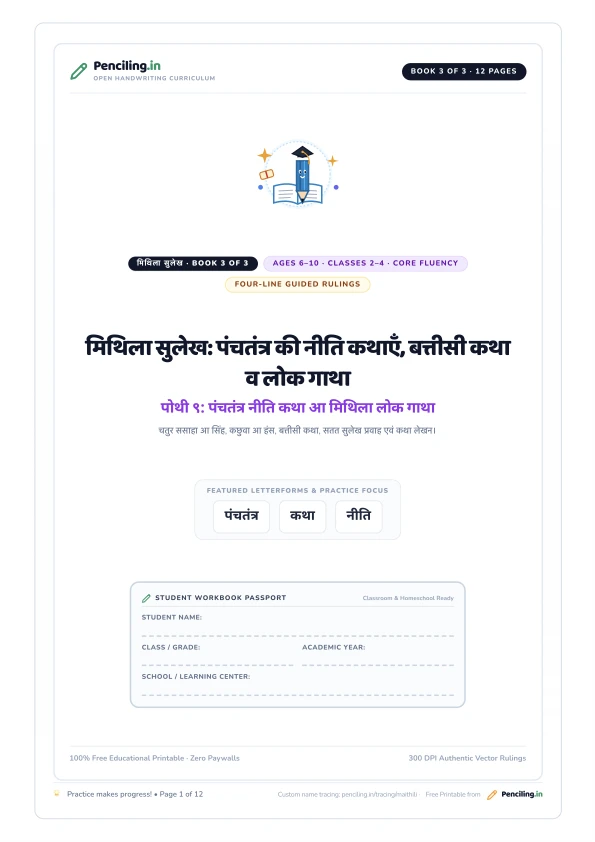 मिथिला सुलेख: पंचतंत्र की नीति कथाएँ, बत्तीसी कथा व लोक गाथा Cover