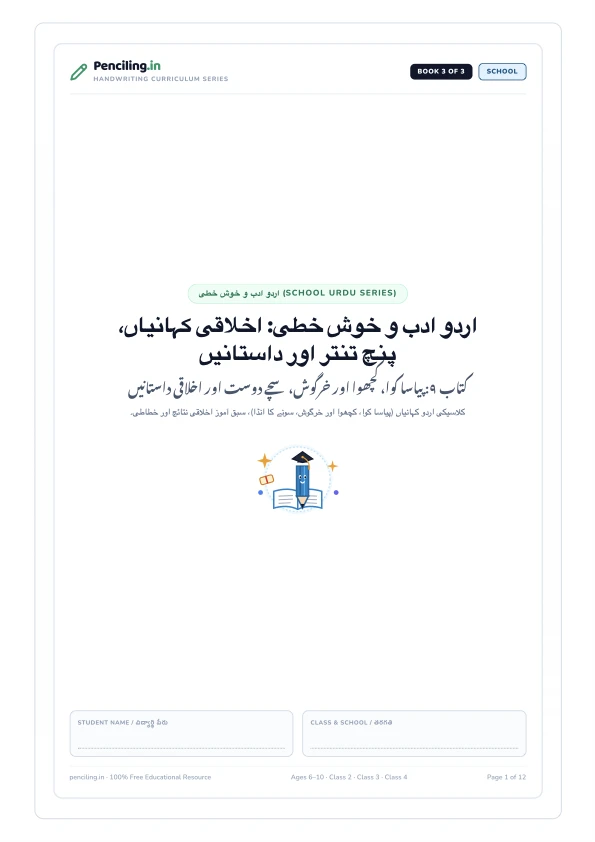 اردو ادب و خوش خطی: اخلاقی کہانیاں، پنچ تنتر اور داستانیں Cover Mockup